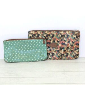 Fossil Key-Per Zipper Pouch Coated Canvas Floral Travel Makeup Bag (Set of 2)